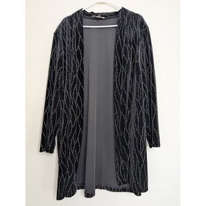 Vintage‎ Ronni Nicole Women 22W Black Velvet Open Front Cardigan Long Witchy